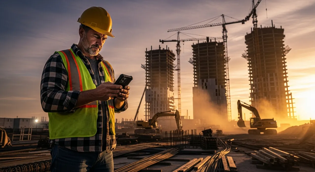 Construction site at dawn